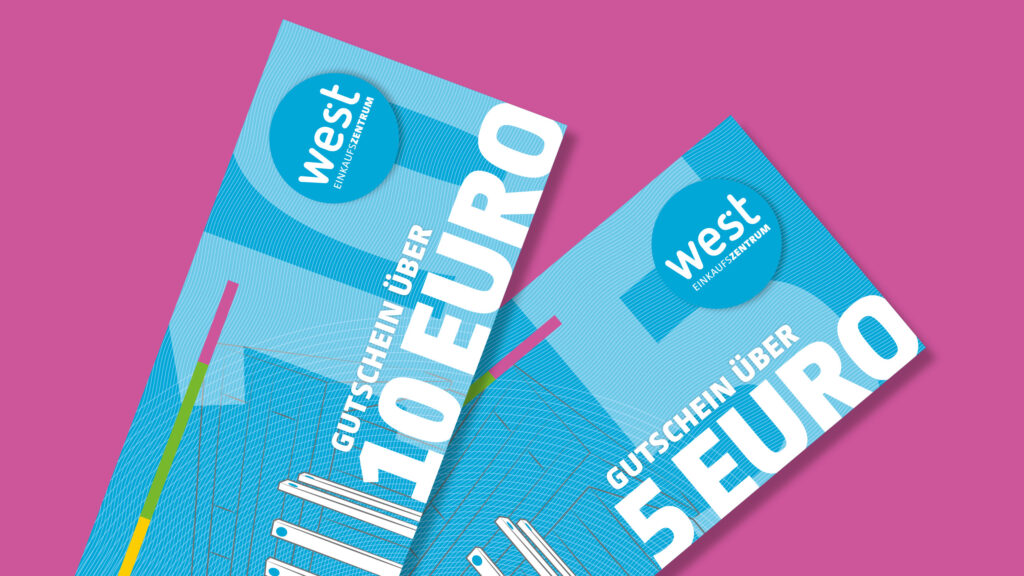 Einkaufsgutscheine des EKZ west sind am Infopoint erhältlich und in jedem Shop einlösbar.